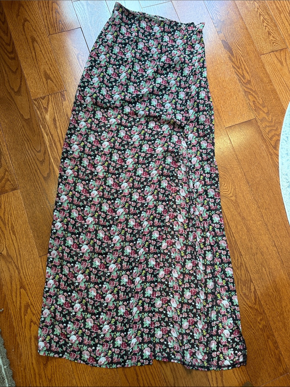 Rehab Black Maxi Skirt with Pink Floral Print